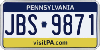 PA license plate JBS9871