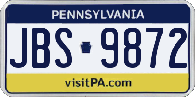 PA license plate JBS9872
