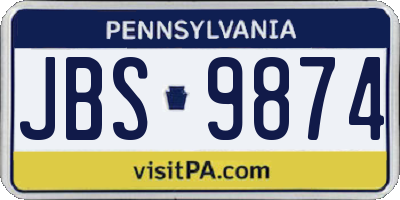 PA license plate JBS9874