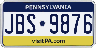 PA license plate JBS9876
