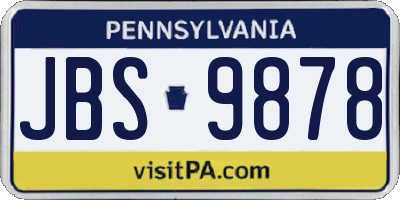 PA license plate JBS9878