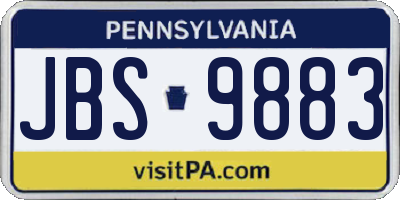 PA license plate JBS9883