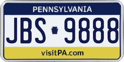 PA license plate JBS9888