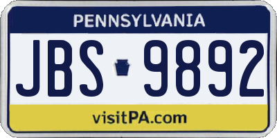 PA license plate JBS9892