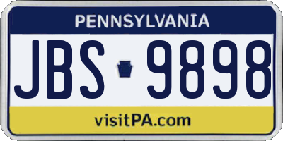 PA license plate JBS9898