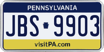 PA license plate JBS9903