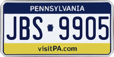PA license plate JBS9905