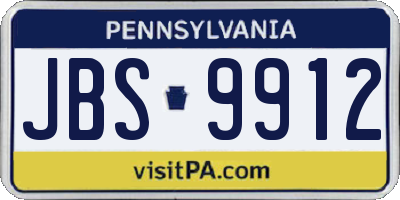 PA license plate JBS9912