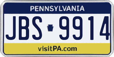 PA license plate JBS9914
