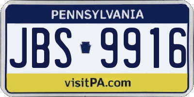 PA license plate JBS9916