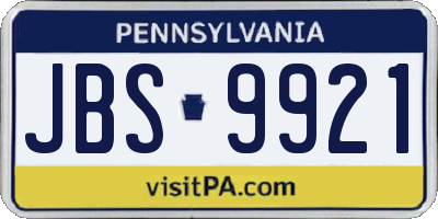 PA license plate JBS9921