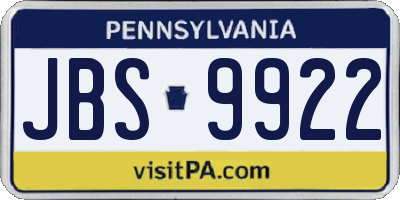 PA license plate JBS9922