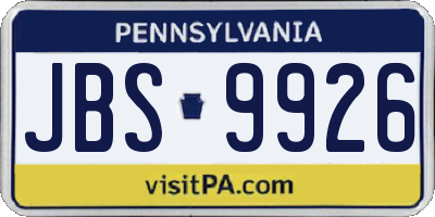 PA license plate JBS9926