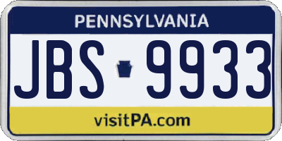 PA license plate JBS9933