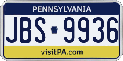 PA license plate JBS9936