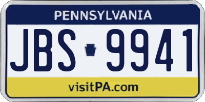 PA license plate JBS9941