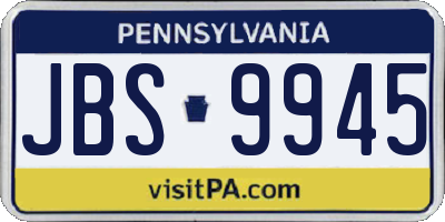 PA license plate JBS9945