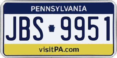 PA license plate JBS9951