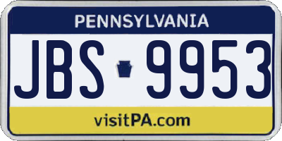 PA license plate JBS9953
