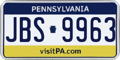PA license plate JBS9963