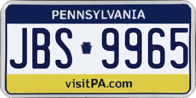 PA license plate JBS9965