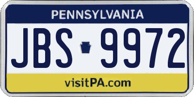 PA license plate JBS9972
