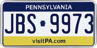 PA license plate JBS9973