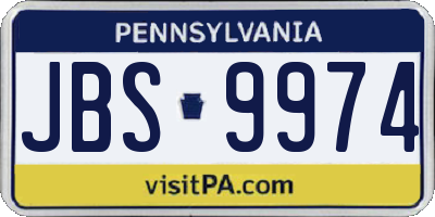 PA license plate JBS9974
