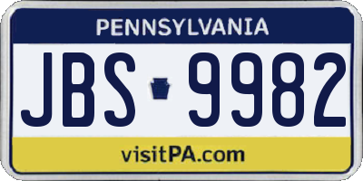 PA license plate JBS9982