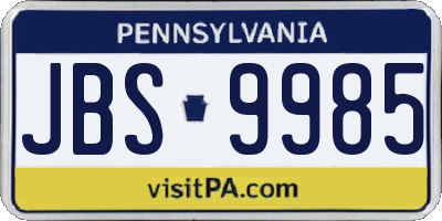 PA license plate JBS9985