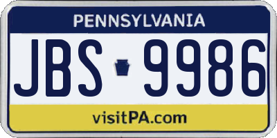 PA license plate JBS9986