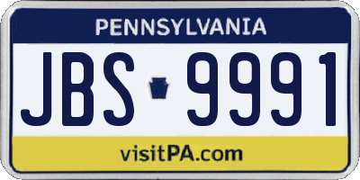 PA license plate JBS9991
