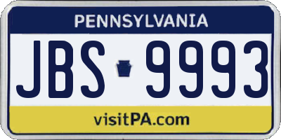 PA license plate JBS9993