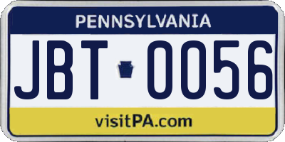 PA license plate JBT0056