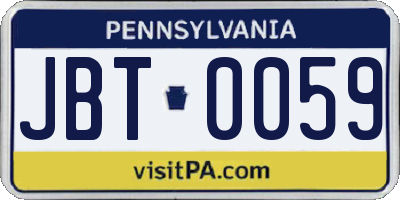 PA license plate JBT0059