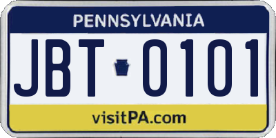 PA license plate JBT0101
