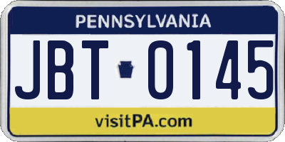 PA license plate JBT0145