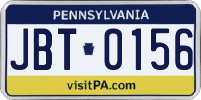 PA license plate JBT0156