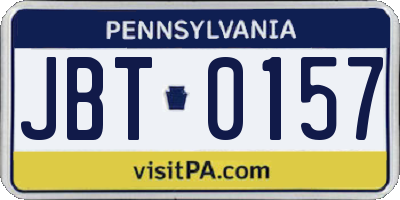 PA license plate JBT0157