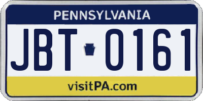PA license plate JBT0161
