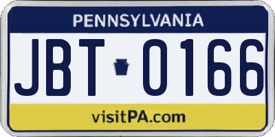 PA license plate JBT0166