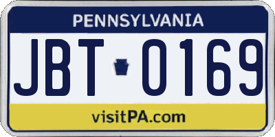 PA license plate JBT0169