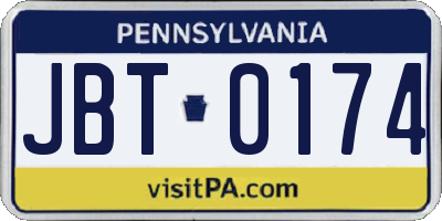 PA license plate JBT0174