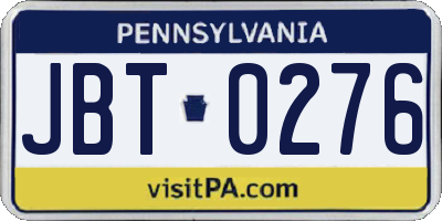 PA license plate JBT0276