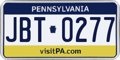 PA license plate JBT0277