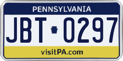 PA license plate JBT0297