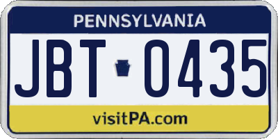 PA license plate JBT0435