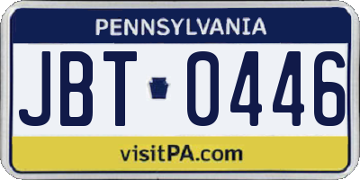 PA license plate JBT0446