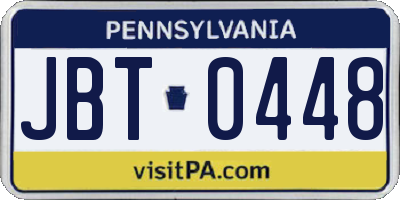 PA license plate JBT0448