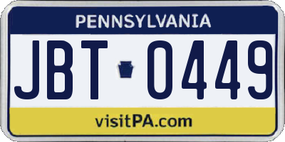 PA license plate JBT0449